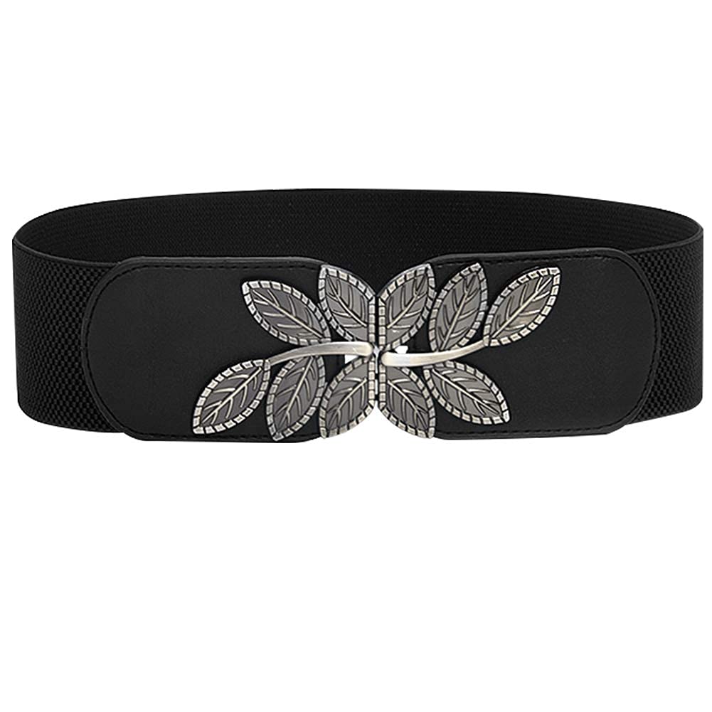 PALAY Belts for Women Dresses Jumpsuit Dress Belts Vintage Elastic Wide Leaf Waist Belt Waistband(Black,68cm) PALAY Belts for Women Dresses Jumpsuit Dress Belts Vintage Elastic Wide Leaf Waist Belt Waistband(Black,68cm)